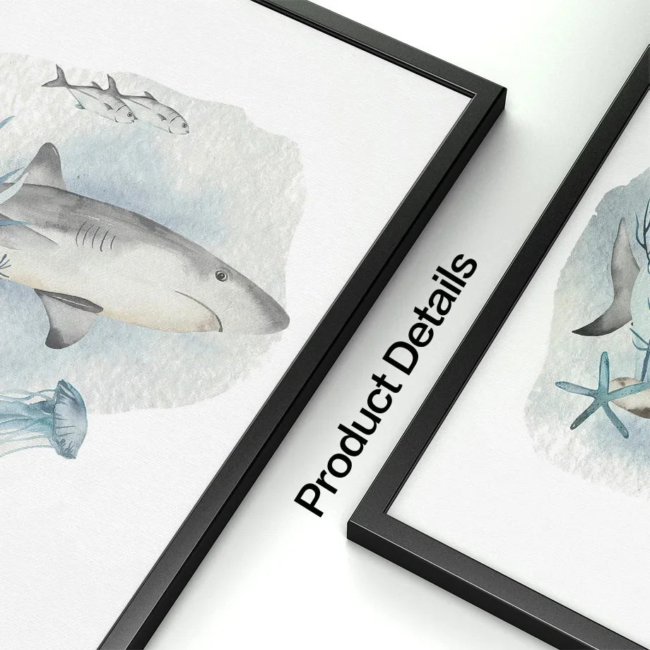 Posters And Prints Whale Fish Shark Octopus Turtle Sea Animals Nursery Wall Art Canvas Painting Pictures Baby Kids Room Decor.
