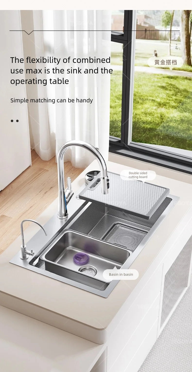 Kitchen Sink 316L Food Grade Stainless Steel Large Single Slot Wash Dish and Wash Vegetable Basin Homeuse Undercounter Bowl
