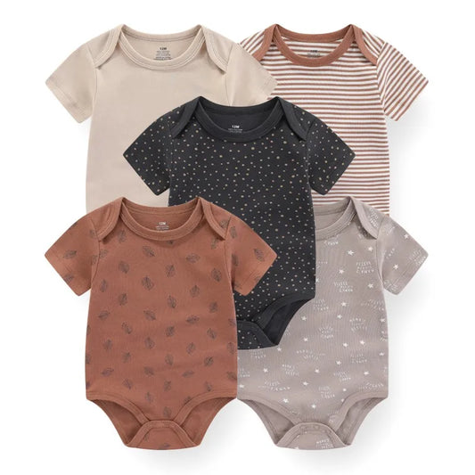 Kiddiezoom 5 Teile/los Vier Jahreszeiten Mode Cartoon Kurzarm Baby Junge Mädchen Bodys Weiche Unisex Neugeborenen Onesies Kleidung