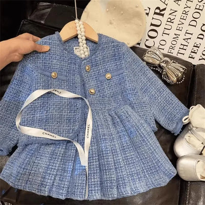 Children's Clothing Sets Plaid Cardigan + Pleated Skirt 2pcs Sets Kids Clothes Girls Skirt Sets Toddler Girl Clothes.