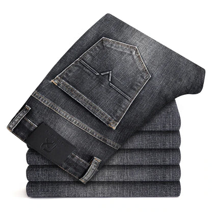 Herbst Winter Neue Business herren Jeans Klassische Mode Stretch Gewaschen Casual Denim Hosen Bequeme Gerade Männliche hosen
