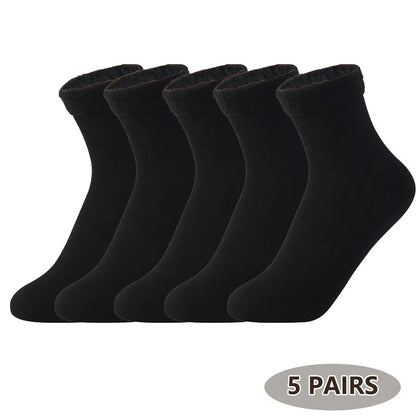 MuqiNush 5Pairs Women Winter Warm Socks Thicken Short Thermal Cashmere Snow Velvet Boots Home Floor For Outdoor Cyling Skiing.