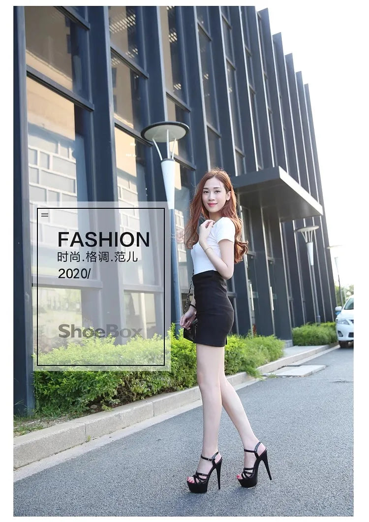 New 2024 Summer Fashion Sandals Sexy Open Toe 15CM High Heels Party Dress Wedding Nightclub Women Shoes Platform Stripper Heels.