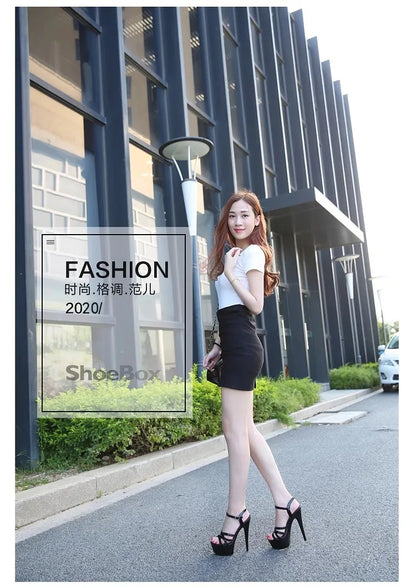 New 2024 Summer Fashion Sandals Sexy Open Toe 15CM High Heels Party Dress Wedding Nightclub Women Shoes Platform Stripper Heels.