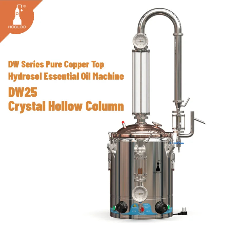 HOOLOO DW 25/50 Distiller Home Copper Still Hydrosol & Essential Oil Extractor Distillation Kit Multifunctional Distiller.