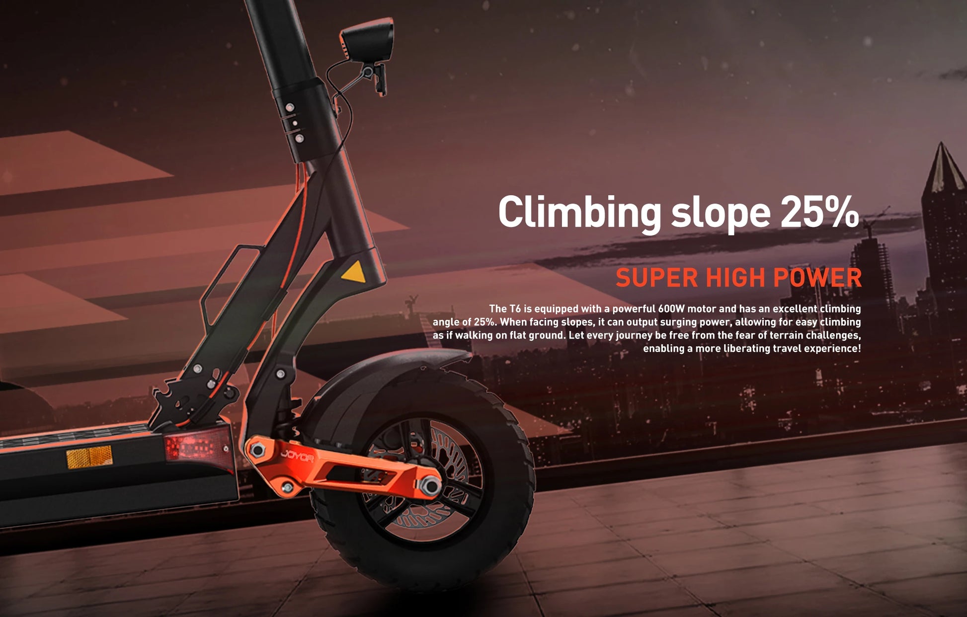 JOYOR T6 Adult Electric Scooter 600W Motor 48V18AH Battery E-Mountain Escooter 10" Off-Road Tire Foldable E-Scooter.