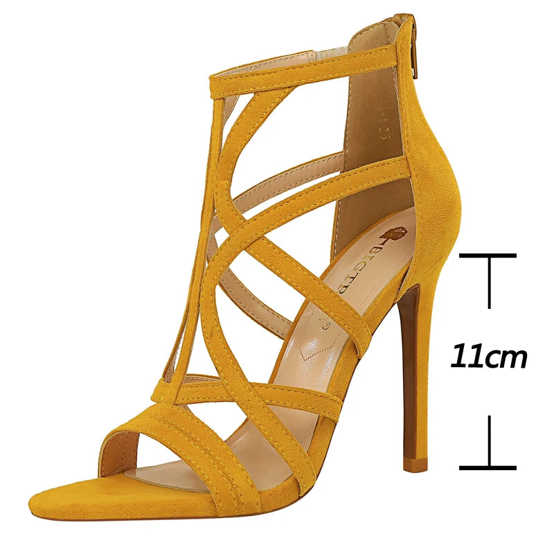 BIGTREE Shoes Roman Style High Heels Woman Pumps Stiletto Heels 11 Cm Women Heels Sexy Party Shoes Hollow Out Women Sandals 2025.