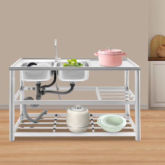 Robustes 201SS-Edelstahlspülbecken mit 3 Etagen, korrosionsbeständiges Abflusssystem, 220 Pfund Belastung, einfache Installation, geruchsabweisendes Komplettset