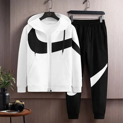 Autumn Winter Loose Hooded Long Sleeve Zipper Jacket Pants Trendy Set Men's Clothing New Hot Sale Of The Season Style Casual Out.