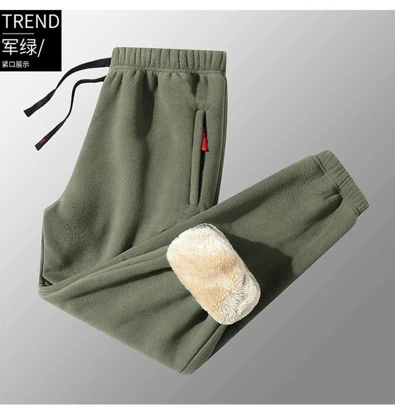 8XL Men's Down Pants Plus Size Winter Plus Velvet Thick Loose Cotton Pants Big Size Solid Color Warm Lamb Down Casual Sweatpants.