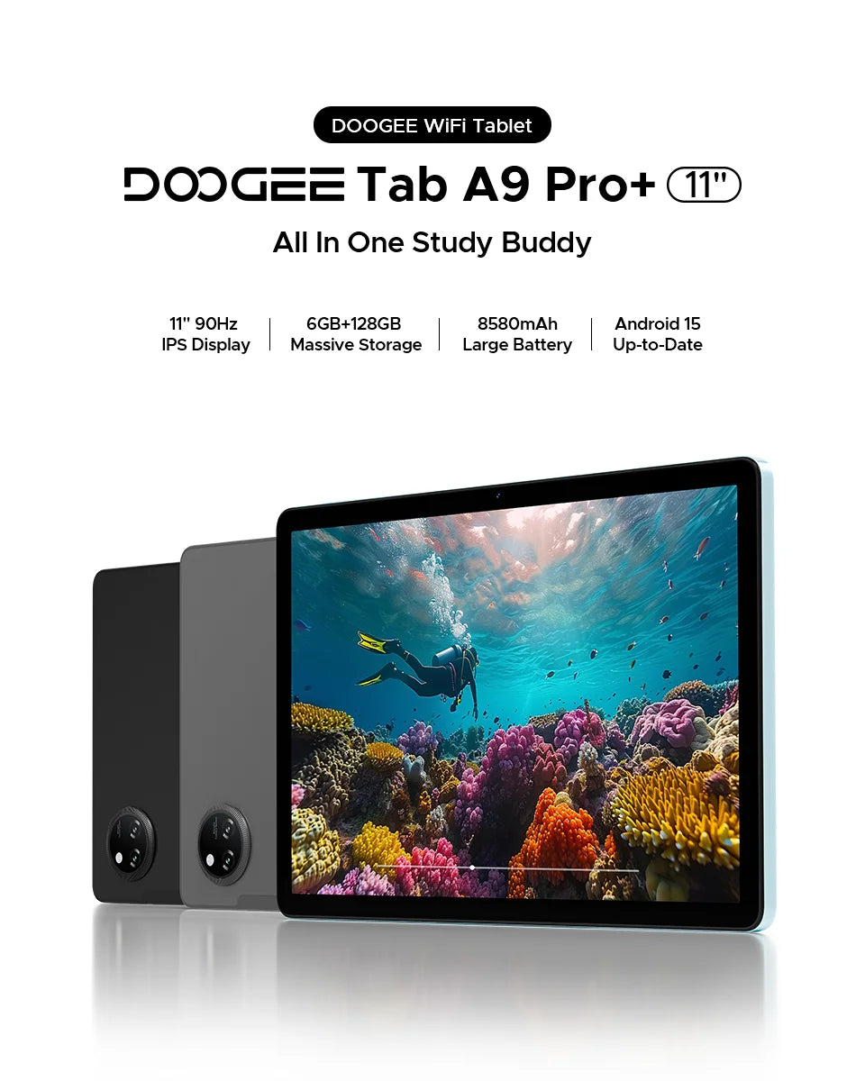 DOOGEE Tab A9 Pro+ Tablet PC Android 15 Dual Speakers 11'' Screen 30GB RAM (6GB+24G) 128GB 8580mAh Battery Widevine L1 Smart Pad.