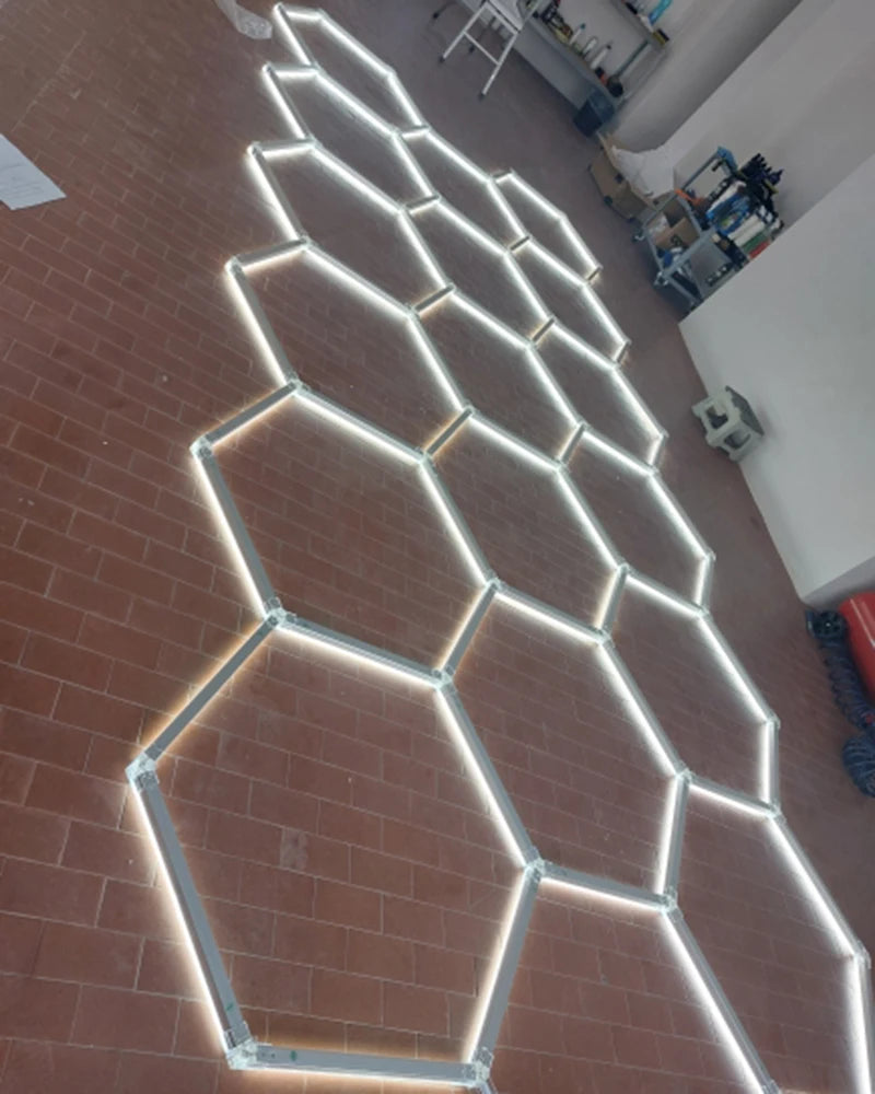 LED Garage Ceiling Hexagon Light Connector Honeycomb Detailing Car Auto Body Repair Wash Station Workshop Tube Light Customized.