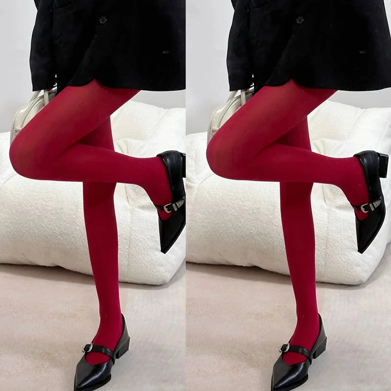 1/2Pcs Sexy Wine Red Stocking Women Girl Burgundy Thin Thick Elastic Tight Vintage Anti-Hooker Comfortable Pantyhose Accessory
