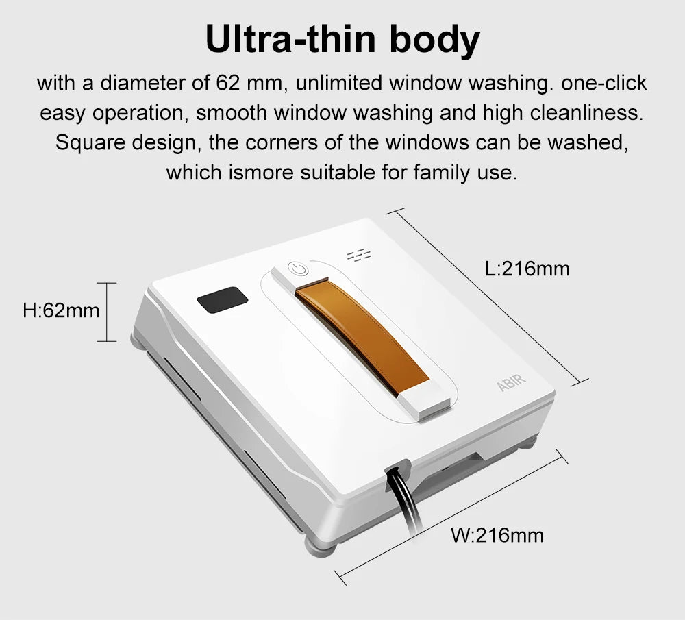 ABIR WD8 Robot Window Vacuum Cleaner,Dual Water Spray,Laser Sensor,Smart Home Glass Wall Wet Dry Cleaning ,APP&Remote Control