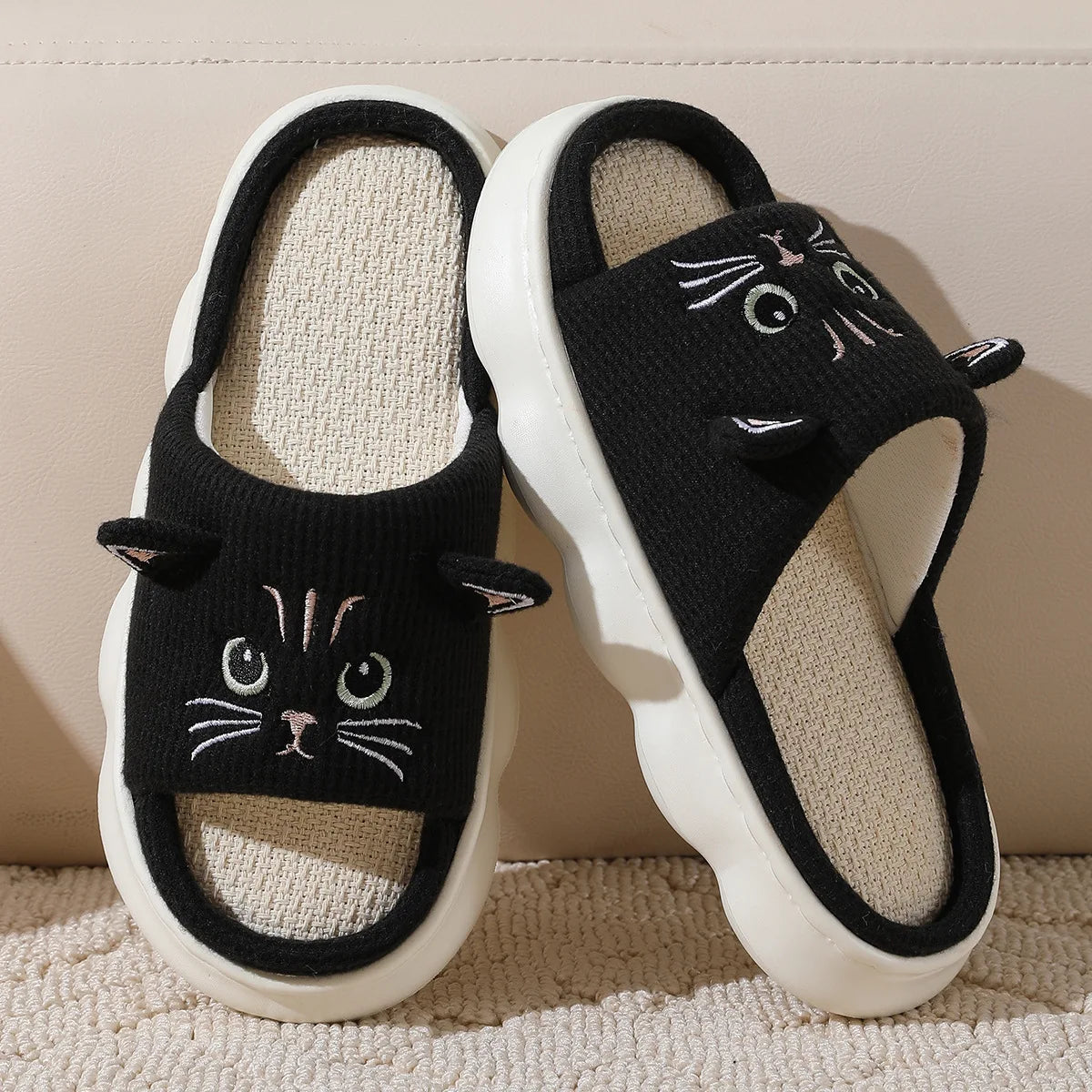 Smile PoP Cute Women Slippers Indoor Fuzzy Women House Slippers Classic Cartoon Casual Home Shoes Warm Bedroom  Animals Shoes.