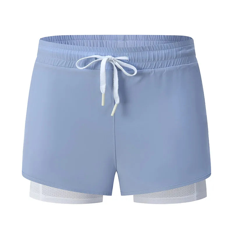 Women Shorts Mesh Outdoors Sports Running Gym Yoga Shorts Bilayer Mesh Yoga Sports Shorts Female Sports Running Gym Yoga Shorts.
