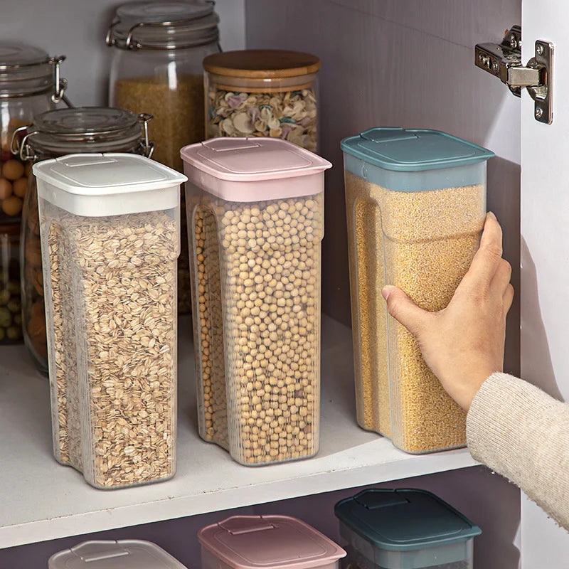 Kitchen Transparent Sealed Jar Plastic Household Cereals Grains Storage Box Hermetic Cans Organizer Bulk Classified Container.