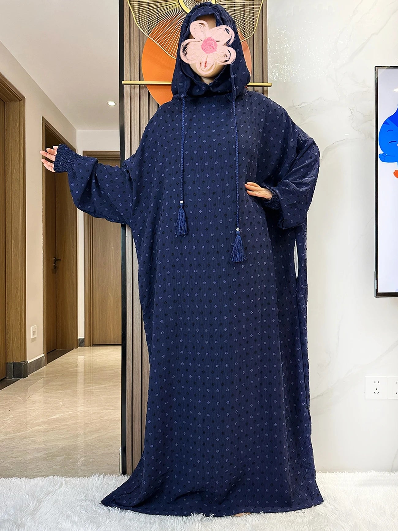 Latest Ramadan Soft Cotton Prayer Abaya Double Hats Dubai Turkey Islam Prayer Clothes Fabric Dresses Islam Women Dress Kaftan.