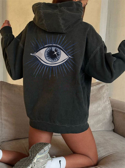 Blessyuki Herbst Winter Gothic Streetwear Print Hoodies Frauen neue lässige Retro gewaschen Plus Size Pullover weibliche Baumwolle Top.