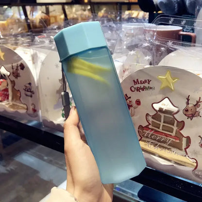 Portable Plastic Water Bottle Creative Matte Water Cup Outdoor Juice Leak-Proof Sports Bottle with Rope Travel Camping Bottles