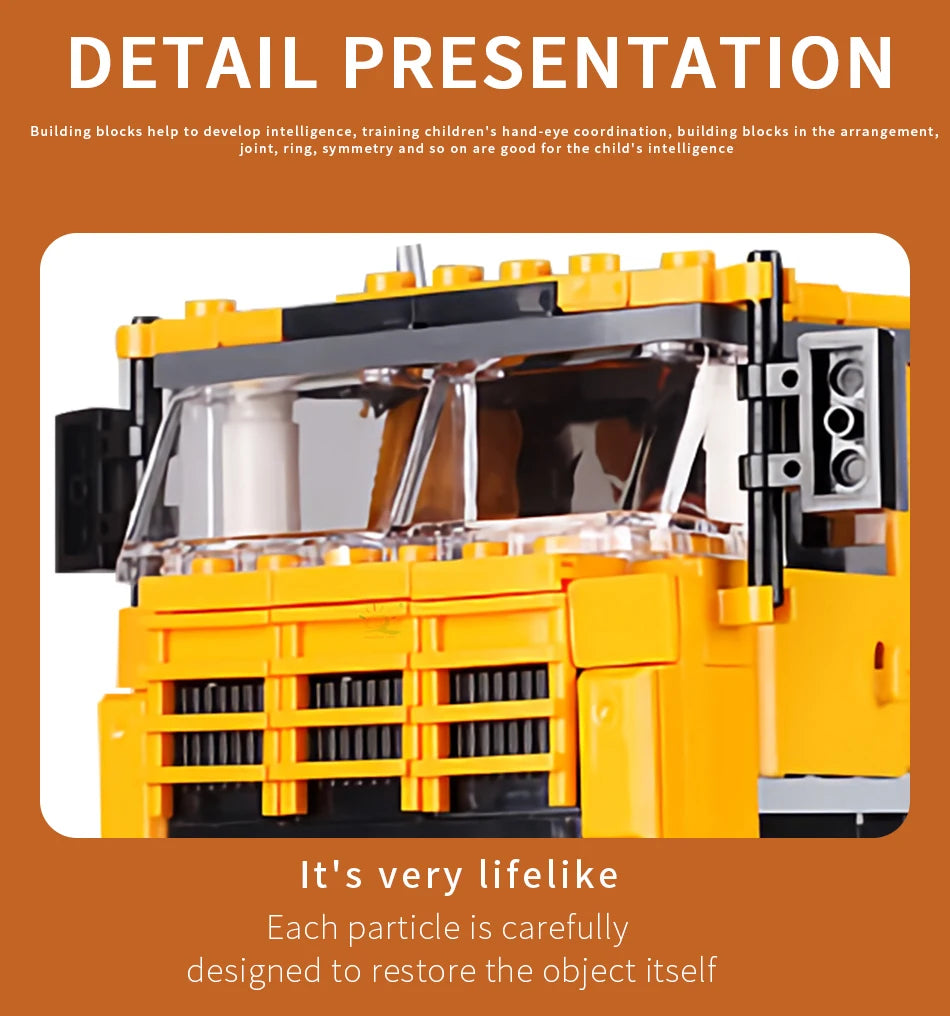 HUIQIBAO Engineering Truck Building Blocks Vehicle Excavator Bulldozer Crane Car Bricks City Construction Toys For Children Boys