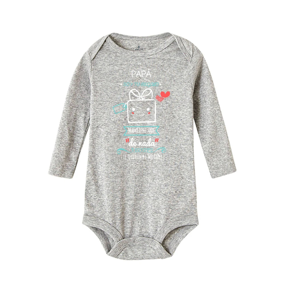 Papa, ich bin dein Geschenk, Baby-Body, Spanien, Vatertag, Jungen- und Mädchen-Säuglingsspielanzug, langärmelig, warmer Overall, bestes Geschenk zum Vatertag.