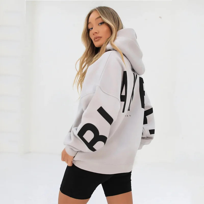 2025 New Women's Hoodie Autumn Winter Fashion Printed Thickened Versatile Long Sleeve Loose Women's Top.