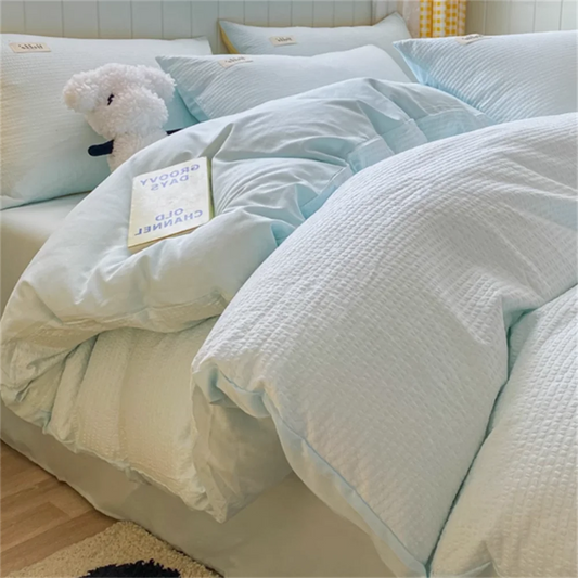 Huafu Ge Washed Cotton Four Piece Set, Non All Cotton Bedding, Pure Cotton Bedding, Bed Sheets, Duvet Covers, Bedding Products.