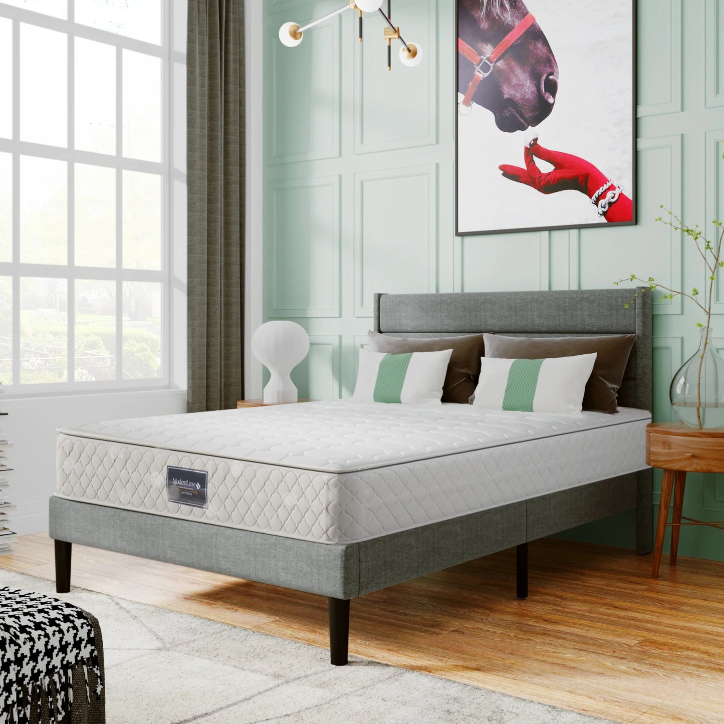 Fangange-Matratze, 90 x 200 cm, Federkernmatratze mit 7-Zonen-Kalschaummatratze, H3-Härteebene, 25 cm Höhe, hoher Rückprall, weiß