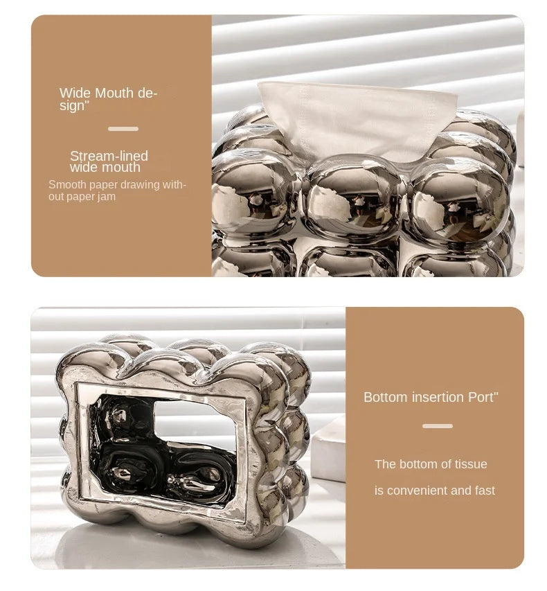 Cotton Candy Drawer Tissue Box Ceramic Light Luxury Home Living Room Creative Table Tissue Box Modern Ceramics Tissue Case.