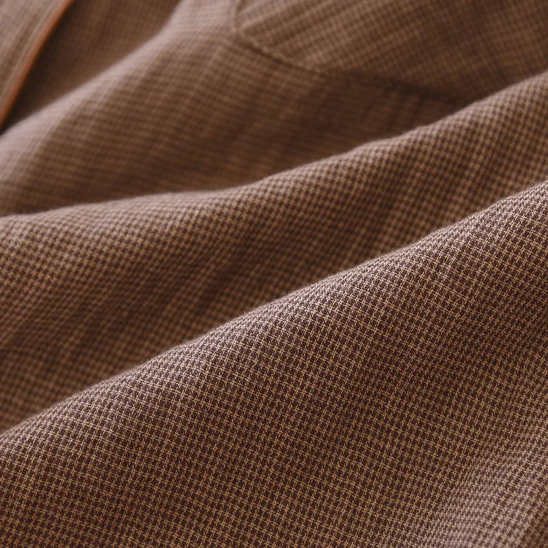 2025 New Spring Couple's Pajama Set 100% Cotton Long Sleeve Long Pants Two Piece Set for Men and Women's Home Furnishings.