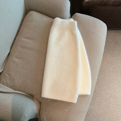 Faldas Mujer Moda Slim Sexy High Waist Wrap Hip Black Furry Skirt Women Mini Autumn Winter Bottom Wild Woolen Elegant Korean.