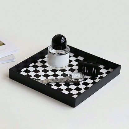 Nordic Home Decoration Luxury Perfume Tray Decorative Plate Lipstick Holder Jewelry Dish Trinket Ring Holder Black Dessert Plate.