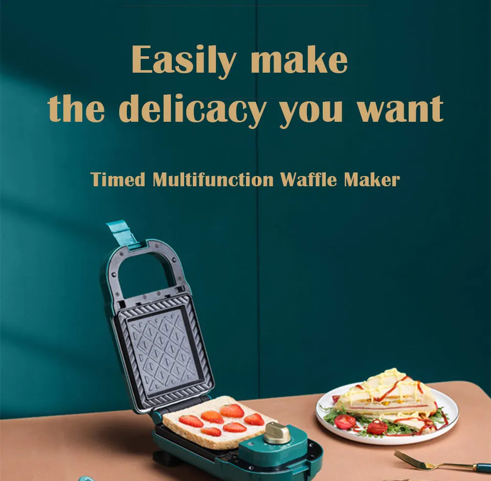 220V Timing multi-function electric sandwich maker waffle maker home breakfast machine toaster replaceable baking tray.