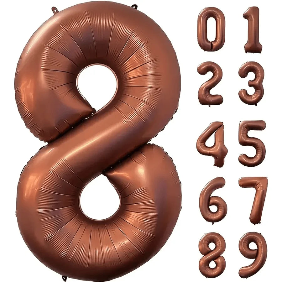 40inch Foil Brown Number Balloon Number Balloon 0-9 Birthday Wedding Party Decoration Supplies Happy Holidays Baby Shower Gifts