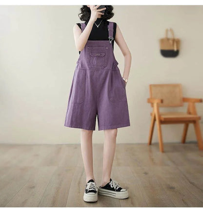 Denim Jumpsuits for Women Vintage Korean Style One Piece Outfit Casual Loose Rompers Wide Leg Jeans Summer New Women Clothing.