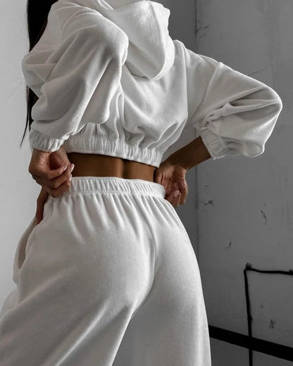 Fall Winter Women's Fashion Hooded Stand Collar Sweatshirt Set Casual Loose Fit Two Piece Streetwear Lounge Gym Ourdoor Outfit