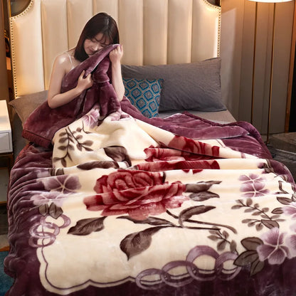 Heavy Fleece Blanket King Double Ply Blanket - Soft Warm Thick Mink Plush Fleece Raschel Bed Blanket for Autumn,Winter,Bed Gifts.