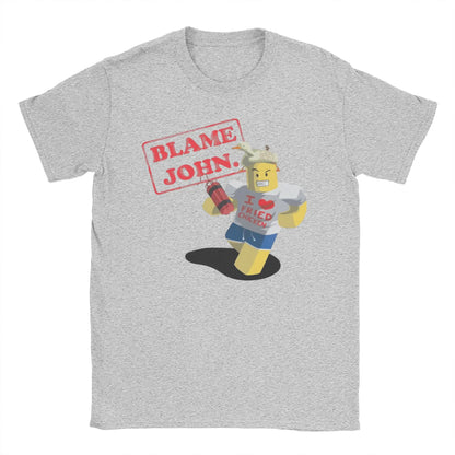 Men Women Shedletsky Blame John Forsaken T Shirts Meme Robloxs 100% Cotton Tops Short Sleeve Tee Shirt Graphic Printed T-Shirts.