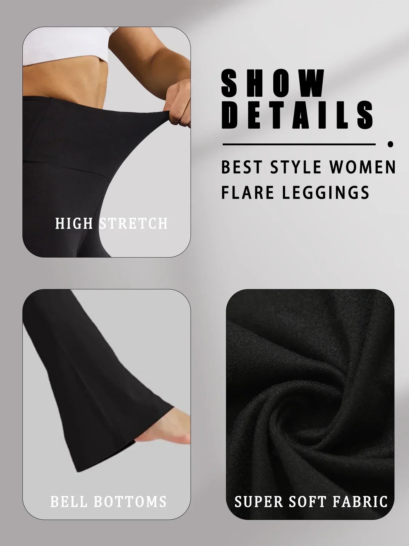Women's Super Soft Flare Pants High Waisted Tummy Control Workout Yoga Leggings Bell Bottoms.