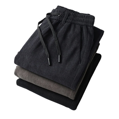 Men's Casual Pants Elastic Waist Sweatpants Autumn Winter Clothes Drawstring Trousers Male Corduroy Warm Large Size Pants.