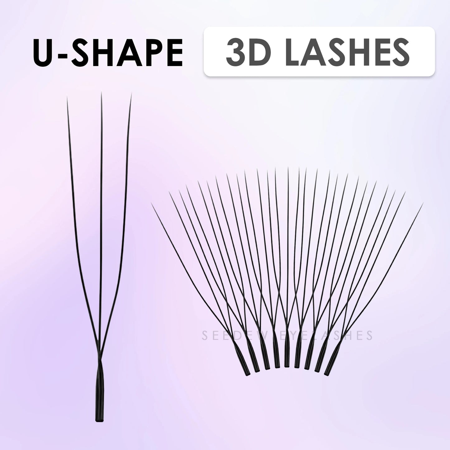 SEEDEW U Shaped 2D/3D/4D/5D Eyelashes Extension Premium Soft False Eyelashes Premade Fan U Lashes.