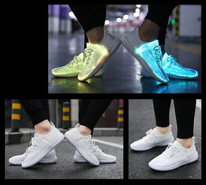 7ipupas LED Shoes for Boys Girls Women and Men Fiber Optic Shoes and Elastic Sole USB Rechargeable Lightweight Sneakers.