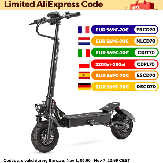 HALO KNIGHT T104 2400W Adult Electric Scooter 65KM/H Powerful Fast Scooter 52V 21Ah Folding Dual Motor E Scooter Cheap Escooter.