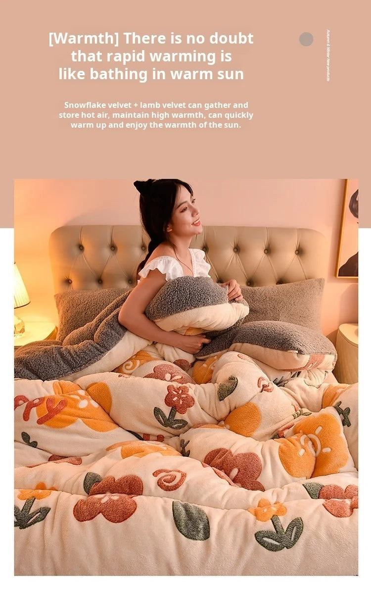 Household Thickened Warm Quilt Core Milk Double-sided Velvet Lamb Wool Autumn Winter Blanket Warm Double-sided Velvet Core.