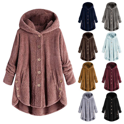 Herbst Wintermantel Frauen warme Teddybär Mantel Woll jacke weibliche Plüsch mantel Kapuzen jacke neue Damen mäntel einfarbige Jacke