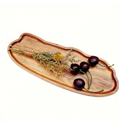 Wooden Tea Tray Cloud Shape Fruit Dessert Candy Plate Retro Tea Coffee Cup Breakfast Plate Decorative Jewelry Cosmetic Organizer.