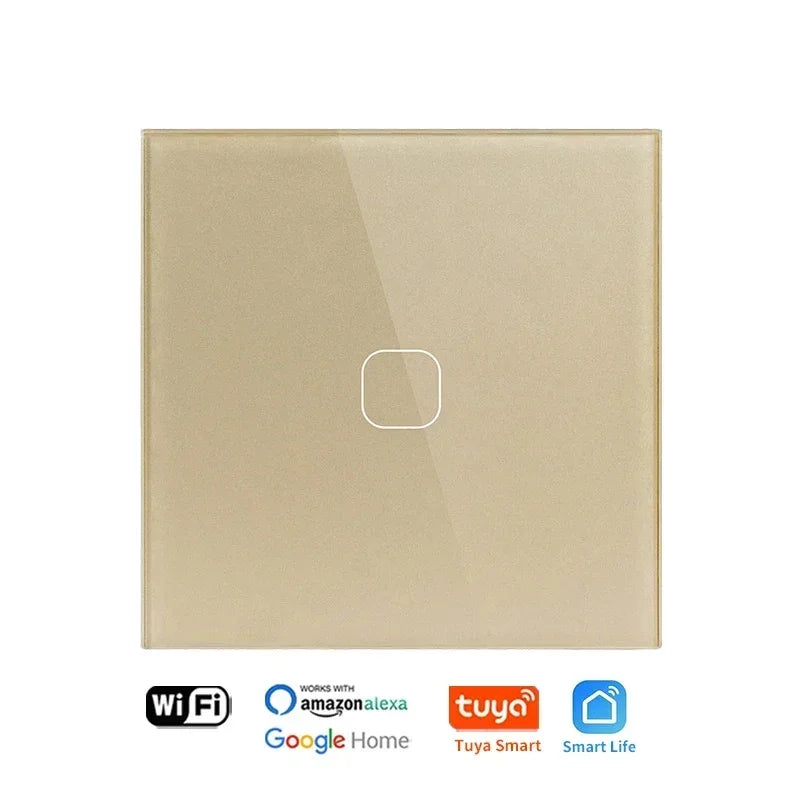 Smart Switch ohne Neutralleiter 1 2 3 4 Gang Wifi Wandleuchte Touch-Schalter Eu 220 V Tuya Smart Home unterstützt Alexa Google Home.