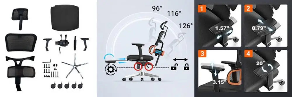 Newtral Stuhl Pro nt002 adaptive untere Rückenlehne ergonomischer Stuhl, verstellbare Armlehne Kopfstütze Fuß stütze, 4d Mesh