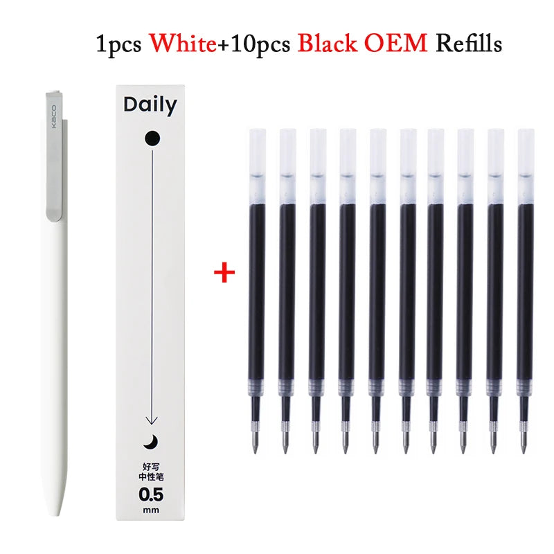 KACO Gelschreiber, Press-Signaturstift, Schreibwaren, Metall-Stiftclip, 0,5 mm, schwarze Tinte, schnell trocknend, großes Fassungsvermögen, 800 m, glattes Schreiben